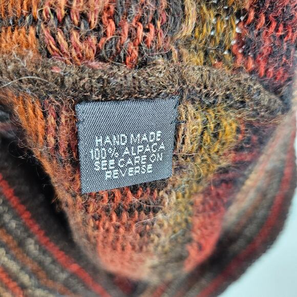 Intiwara Mens Sweater Brown Red 100% Alpaca Knit Long Sleeve Pullover Size L - Picture 5 of 7